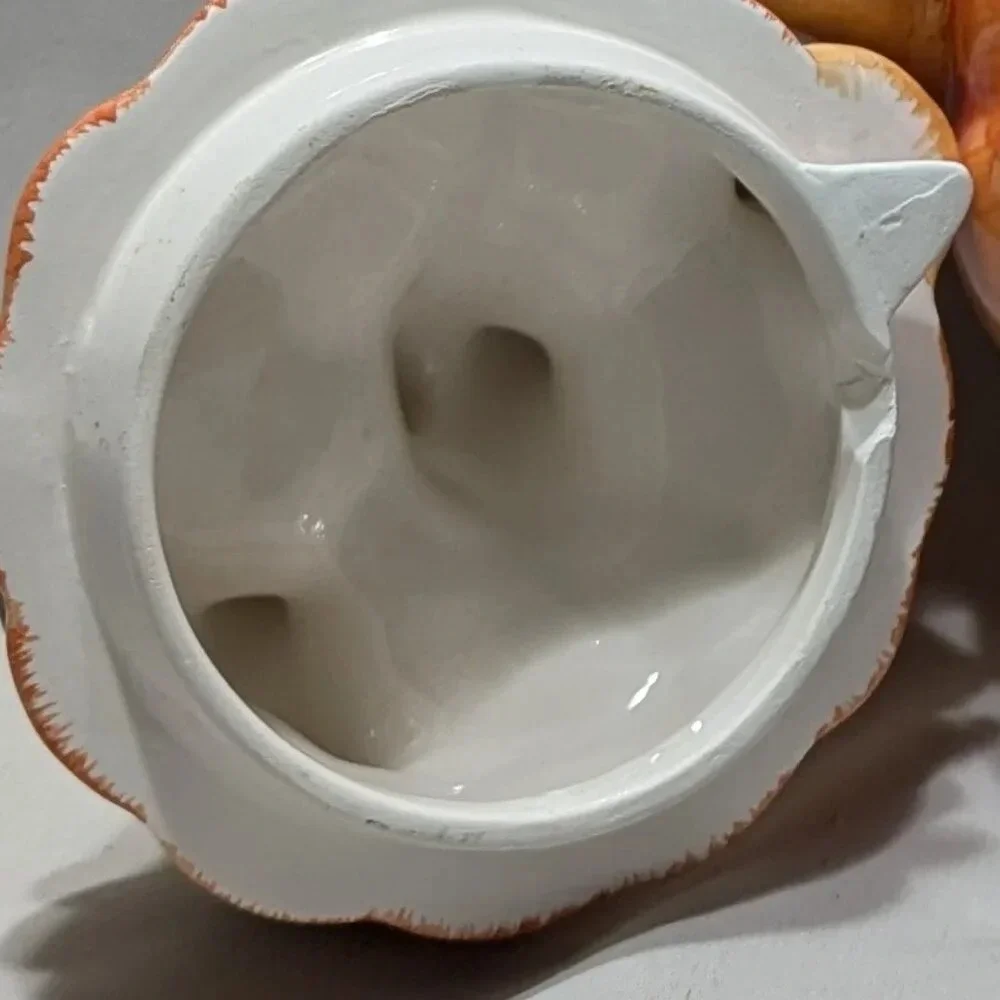 Vintage Ceramic Pumpkin Teapot with Lid and Leaf Detail  Beautiful